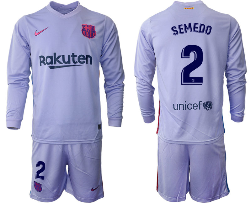 Men 2021-2022 Club Barcelona Second away purple Long Sleeve #2 Soccer Jersey